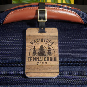 Étiquette À Bagage Cabine de famille Bois rustique Personnalisé