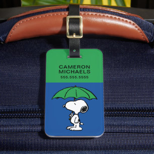 Étiquette À Bagage cacahuètes Parapluie vert Snoopy