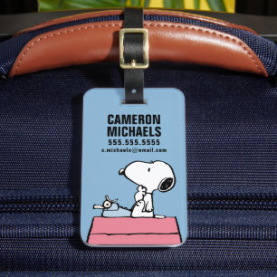 Étiquette À Bagage cacahuètes Snoopy à la machine à écrire