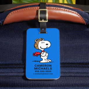 Étiquette À Bagage cacahuètes   Snoopy L'As Volant