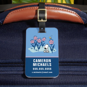 Étiquette À Bagage cacahuètes   Snoopy & Woodstock Flower Garden