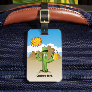 Étiquette À Bagage Cactus avec bière