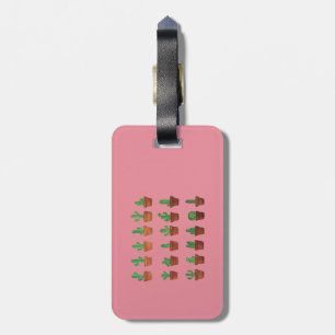 Étiquette À Bagage Cactus sur l'étiquette rose de bagage