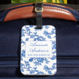 Étiquette À Bagage Cadeau Bridesmaid de la Chinoiserie Bleue et Blanc