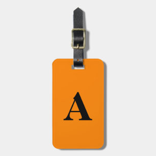 Étiquette À Bagage Cadeau de fête à monogramme orange mandarine noir