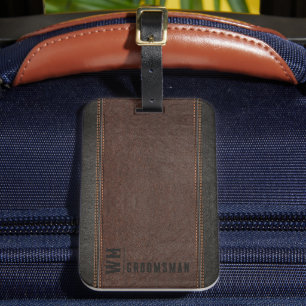 Étiquette À Bagage Cadeau de garçon d'honneur en faux cuir marron mon