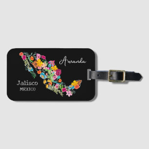 Étiquette À Bagage Cadeau de mariage floral destination Mexique Nom