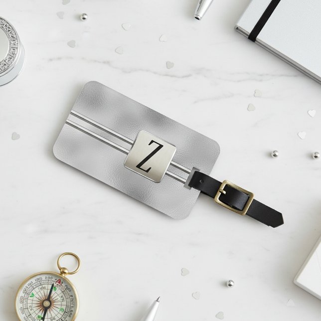 Étiquette À Bagage Cadeau de monogramme à l'aspect métallisé classiqu (Créateur téléchargé)