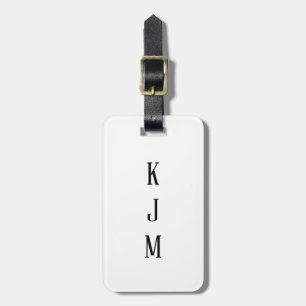 Étiquette À Bagage Cadeau de monogramme noir et blanc avec initiales