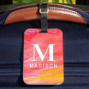 Étiquette À Bagage Cadeau de voyage tendance abstrait monogrammé