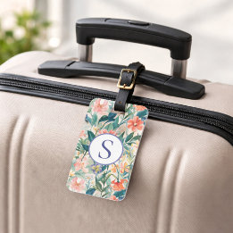 Étiquette À Bagage Cadeau de voyage tropical personnalisé avec monogr