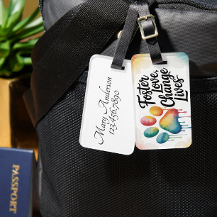 Étiquette À Bagage Cadeau d'empreinte de patte aquarelle pour changer