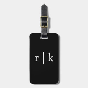 Étiquette À Bagage Cadeau personnalisé avec monogramme noir et blanc