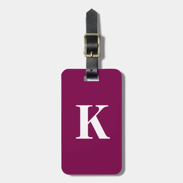 Étiquette À Bagage Cadeau personnalisé initial monogramme rose vin Fa (Devant Vertical)