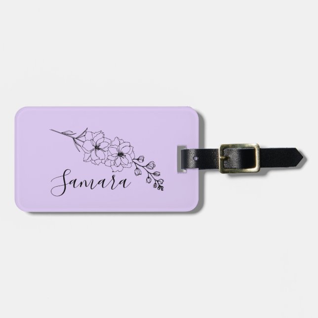 Étiquette À Bagage Cadeau personnalisé juillet Fleur de naissance Del (Devant horizontal)