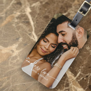 Étiquette À Bagage Cadeau photo personnalisé d'amour éternel moderne