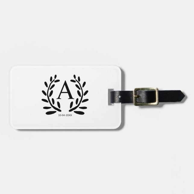 ÉTIQUETTE À BAGAGE CADEAUX DE GARÇON D'HONNEUR MONOGRAMMÉS ANNÉE DATE (Devant horizontal)