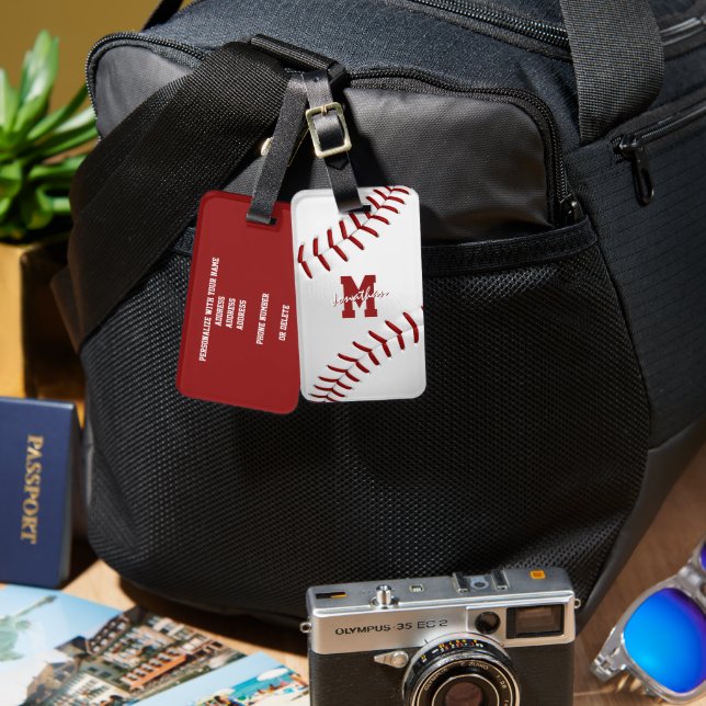 Étiquette À Bagage cadeaux de sport monogrammed de base-ball réaliste (Recto & Verso)