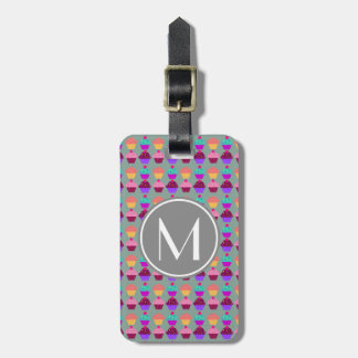 Étiquette À Bagage Cadeaux Monogrammes Gris Cupcake