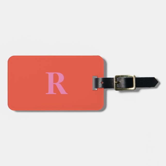 Étiquette À Bagage Cadeaux Monogrammes Noël Gras Rose Orange (Devant horizontal)
