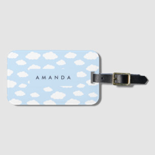 Étiquette À Bagage Cadeaux Nuage Bleu Mignon Fillelet Monogramme Pers