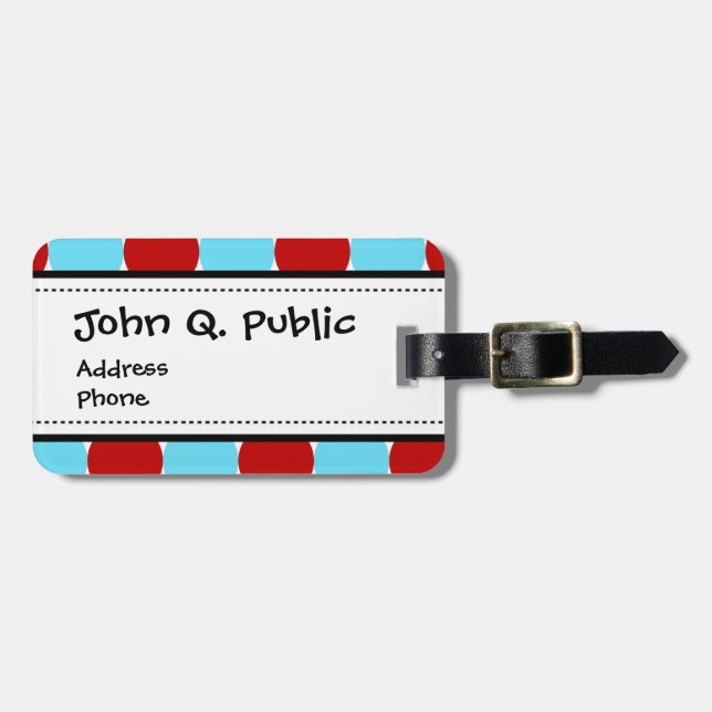 Étiquette À Bagage Cadeaux rouges de motif de pois de turquoise (Devant horizontal)