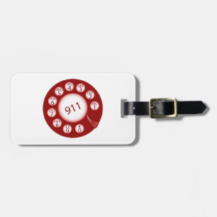 Étiquette À Bagage Cadran de téléphone rotatif rouge numéro d'urgence