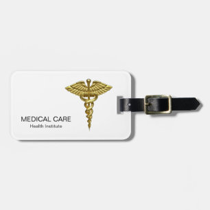 Étiquette À Bagage Caducée en or Médicale professionnel