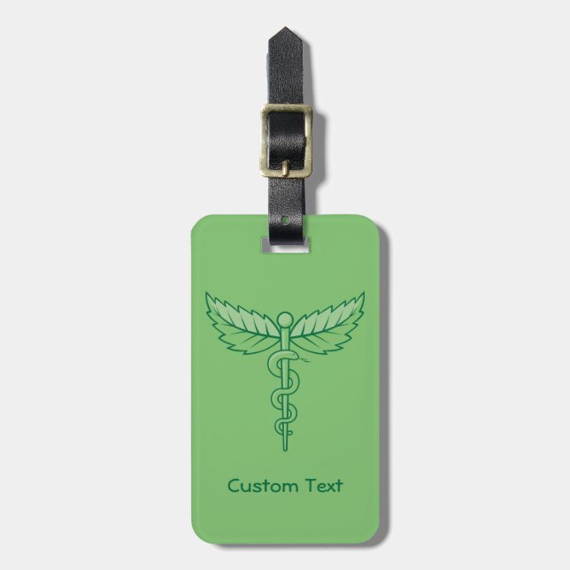 Étiquette À Bagage Caduceus avec Feuilles (Devant Vertical)