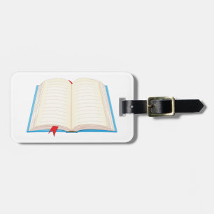 Étiquette À Bagage Cahier ligné ouvert signet rouge