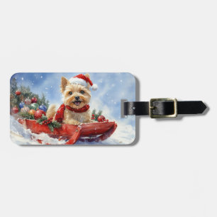 Étiquette À Bagage Cairn Terrier Chien dans la corniche Laisser il ne