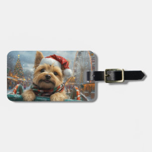 Étiquette À Bagage Cairn Terrier Chien Montagnes Russes Noël