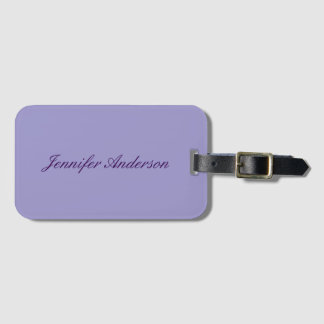 Étiquette À Bagage Calligraphie Pastel Pale Purple Personnalisé