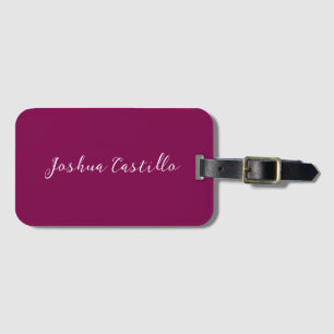 Étiquette À Bagage Calligraphie Simple Couleur Vin Nom Professionnel