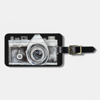 Étiquette À Bagage Caméra aquarelle Photographe professionnel Busine