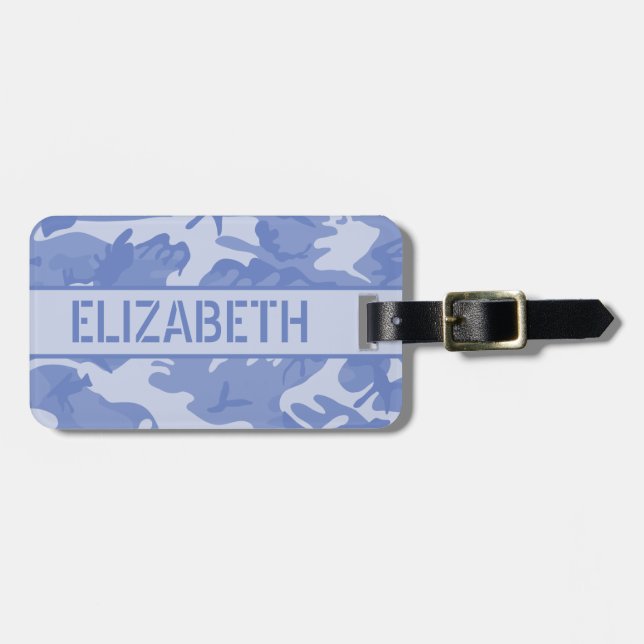 Étiquette À Bagage Camo Bleu Personnalisé (Devant horizontal)