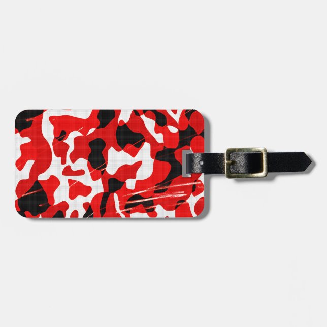 Étiquette À Bagage Camo de retombées rouges (AOM Design) (Devant horizontal)