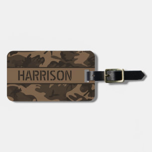 Étiquette À Bagage Camo Marron Personnalisé