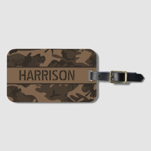 Étiquette À Bagage Camo Marron Personnalisé