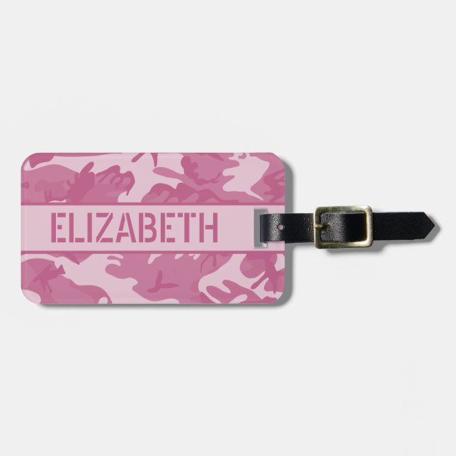 Étiquette À Bagage Camo Rose Personnalisé (Devant horizontal)