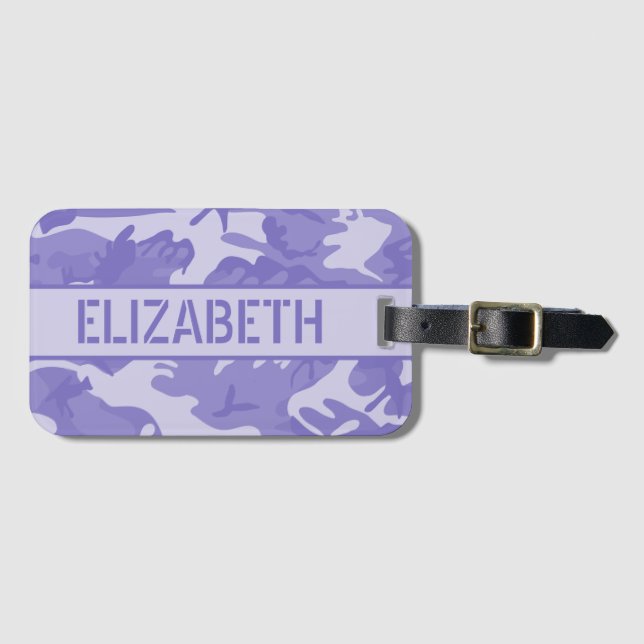 Étiquette À Bagage Camo violet personnalisé (Devant Horizontal)