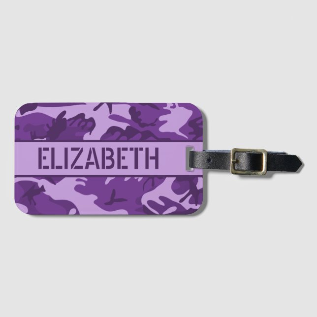 Étiquette À Bagage Camo Violet Personnalisé (Devant Horizontal)