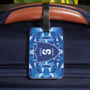 Étiquette À Bagage Camouflage bleu Camo Motif de l'armée Monogramme