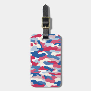 Étiquette À Bagage Camouflage bleu rouge personnalisé