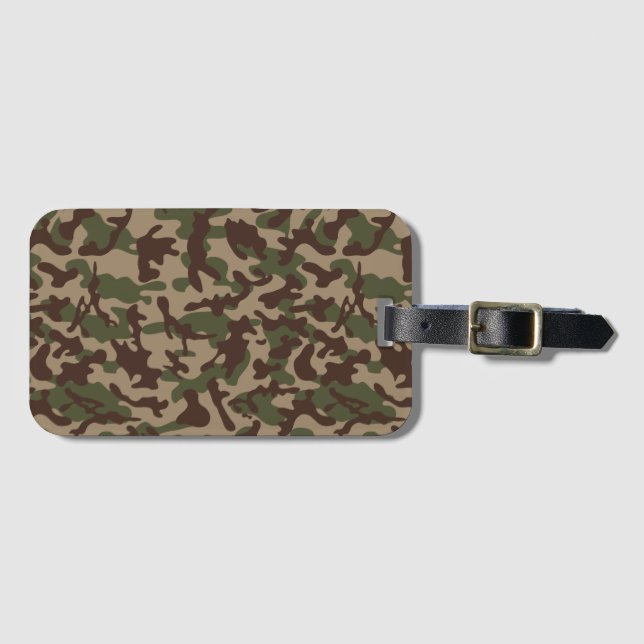 Étiquette À Bagage Camouflage Bois Profond   (Devant Horizontal)