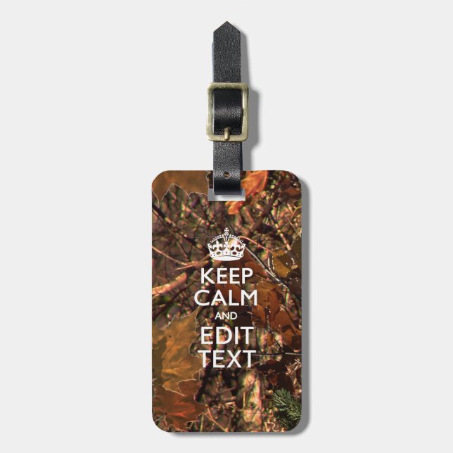 Étiquette À Bagage Camouflage Deep Woods Restez Calme Ayez Votre Text (Devant Vertical)