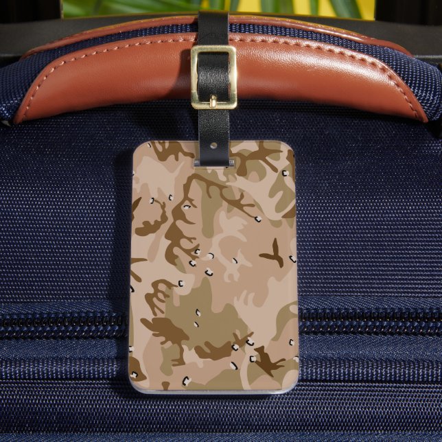 Étiquette À Bagage Camouflage Désert Avec Galets, Militaire, Armée (Insitu Rectoal 2)