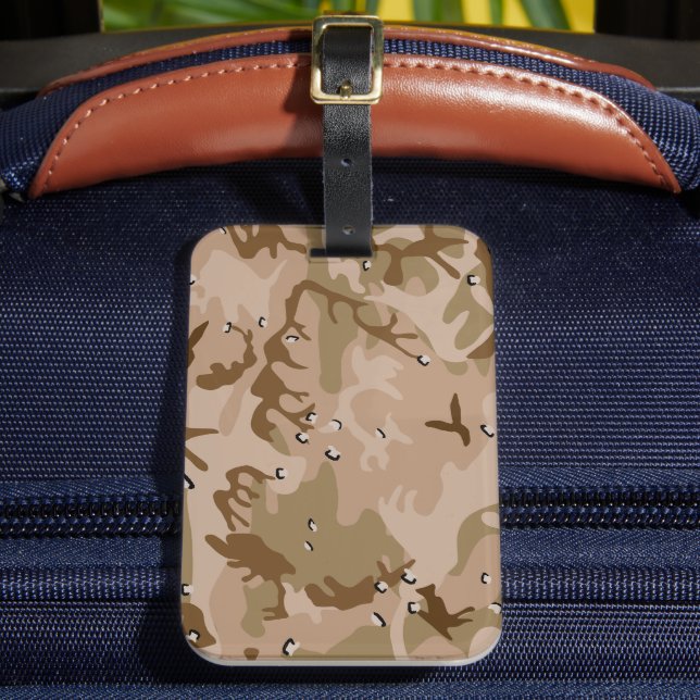 Étiquette À Bagage Camouflage Désert Avec Galets, Militaire, Armée (Insitu Rectoal 2)