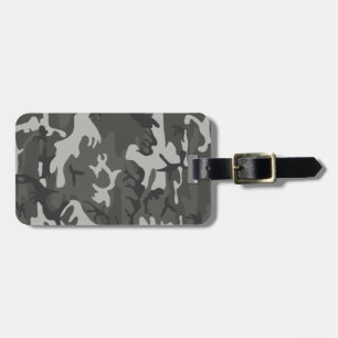 Étiquette À Bagage Camouflage militaire monogramme gris