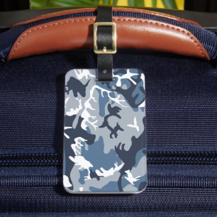Étiquette À Bagage Camouflage neige hivernale bleue, Militaire, Armée